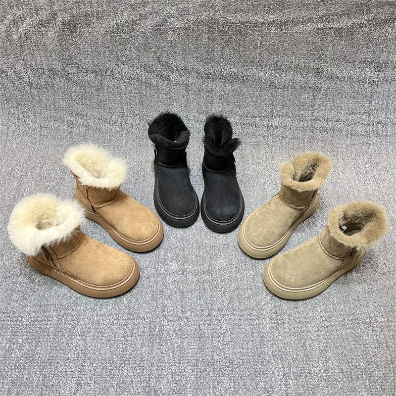 欧货真皮毛一体保暖雪地靴棉短靴