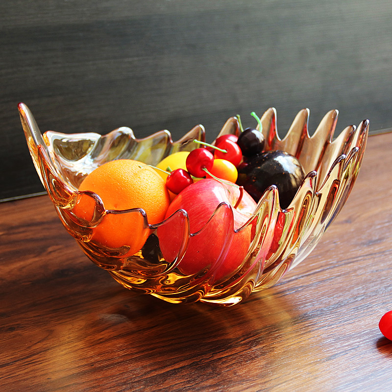 水晶玻璃欧式羽毛果斗水果盘干果