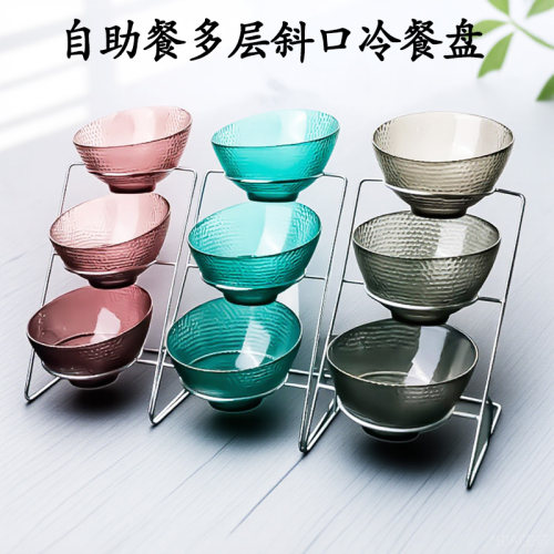 斜口碗多层自助餐三层凉菜盘火锅