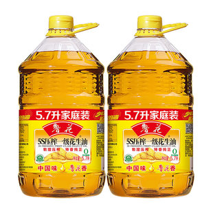 鲁花花生油 5.7L 2家庭装 5S压榨一级花生油
