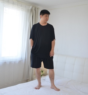 家居服200斤 300斤超肥加大码 艾草纤维莫代尔短袖 短裤 睡衣男夏季