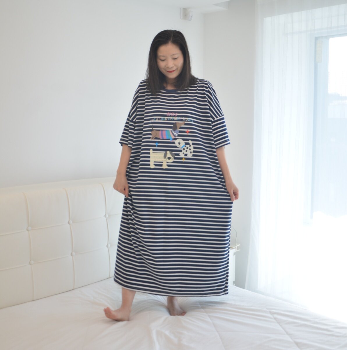 300斤超大码卡通薄款纯棉睡裙女胖MM夏季加肥长款孕妇睡衣200