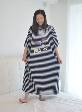 薄款纯棉夏季加肥大码加长款睡裙