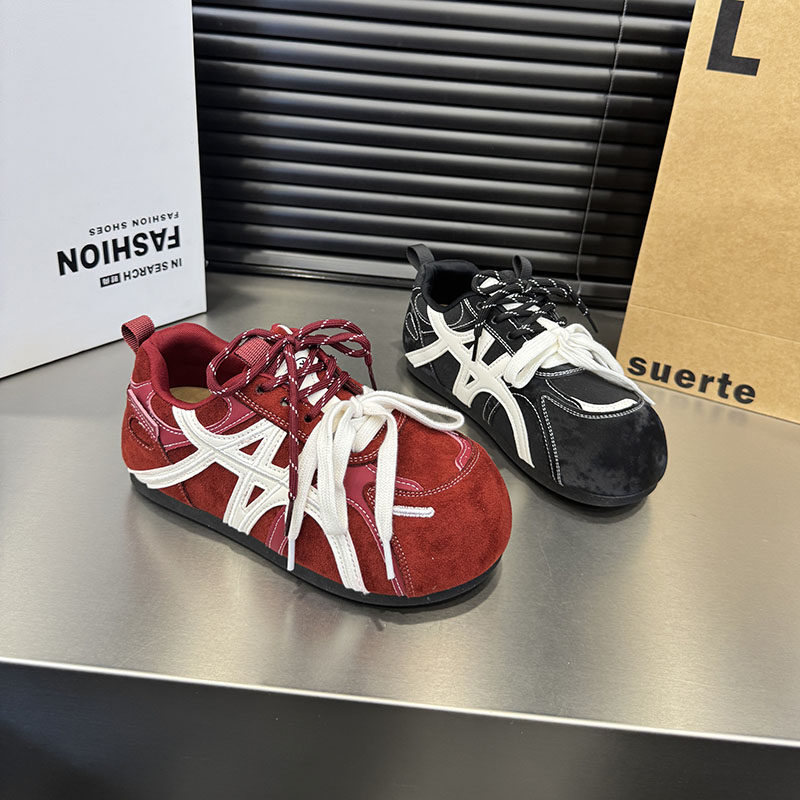 2025新款拼色德训鞋女软底显脚小交叉绑带复古运动休闲鞋单鞋1457,女鞋,德训鞋,淘宝优惠券,粉丝福利购,淘宝优惠卷