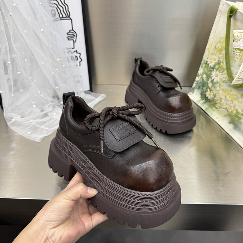 2025新款复古擦色厚底松糕鞋