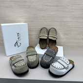 女复古包头真皮半拖女懒人一脚蹬110 磨砂皮勃肯鞋 新款 2026春季