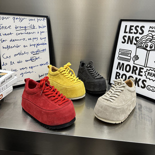 单鞋 磨砂皮厚底松糕鞋 女鞋 百搭休闲增高面包鞋 26春季 女9899 新款