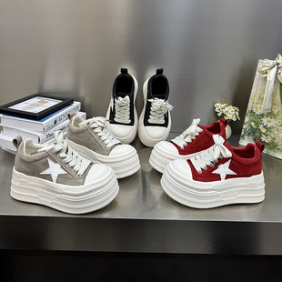 609 26星星厚底松糕鞋 单鞋 圆头系带小众女鞋 女百搭增高休闲板鞋