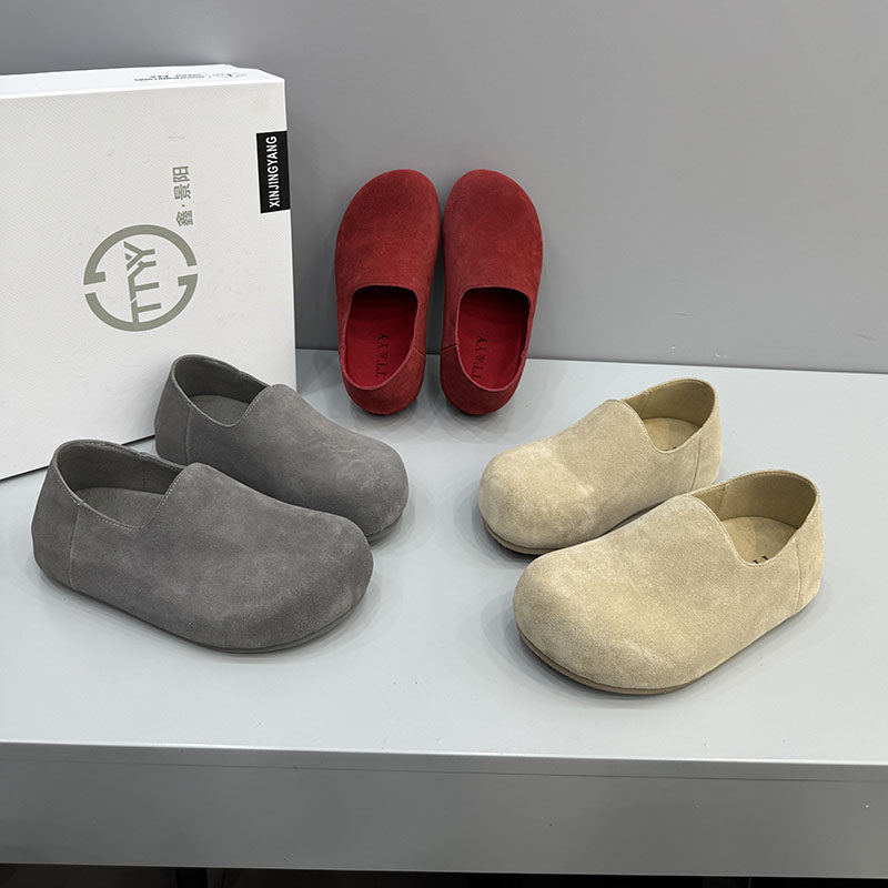 真皮勃肯鞋女2026春新款牛反绒圆头平底休闲百搭懒人鞋单鞋女1570,女鞋,勃肯鞋/软木鞋,淘宝优惠券,粉丝福利购,淘宝优惠卷