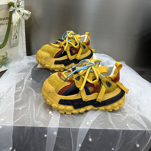 女299 撞色厚底老爹鞋 松糕底单鞋 透气增高百搭休闲鞋 女2025新款