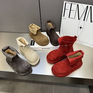 真皮马丁靴女短筒两穿软皮短靴女保暖百搭厚底靴25 26春季 新款