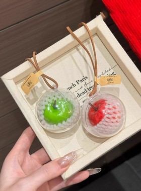 苹果包包挂件酒红色蝴蝶结手工背包书包装饰车内车挂平安果可爱