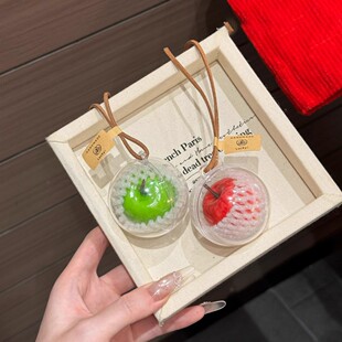 苹果包包挂件酒红色蝴蝶结手工背包书包装饰车内车挂平安果可爱