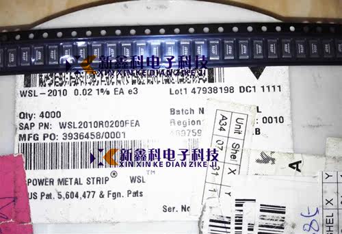 WSL2010R0200FEA R02F 0.02R 1% 75ppm 1/2W 2010  电流检测电阻
