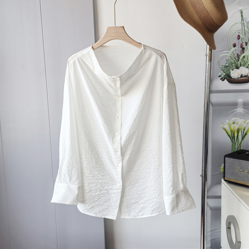 小众设计感重磅真丝肌理感白衬衫