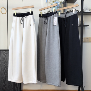 巨显瘦复合密密绒弯刀休闲裤女冬季新款加厚保暧两穿高腰抽绳卫裤