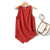 西班牙单 女上衣 衬衫 2024夏季 极简优雅气质不规则设计苎麻无袖