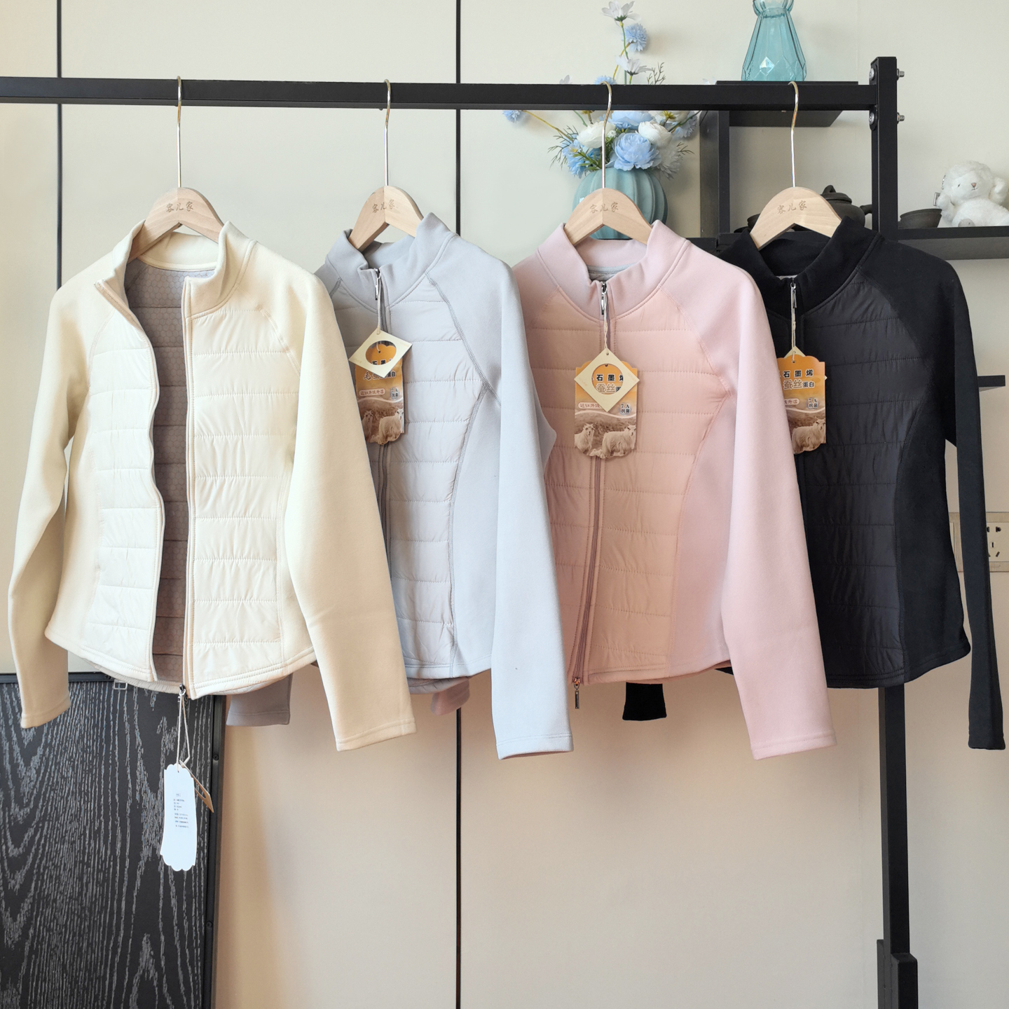 石墨烯羊毛内胆修身保暖棉服外套