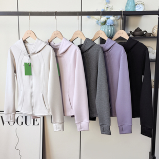 卫衣短外套女 小蛮腰防风运动瑜伽连帽开衫 LU家同款 立裁显瘦修身