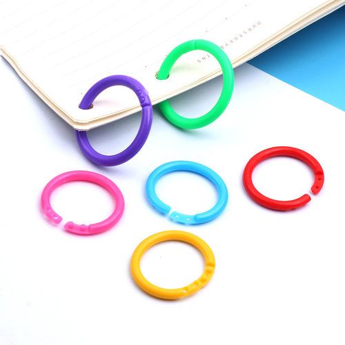 彩色字卡书圈收纳装订单词活页环圈塑料圈环环扣开口卡片随意扣