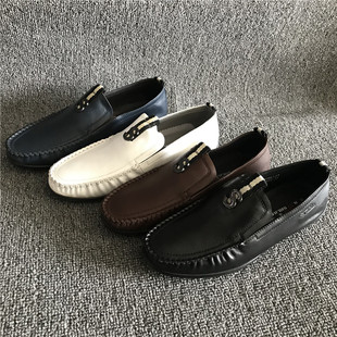 单鞋 撤柜尾货公牛头层牛皮男鞋 春秋透气懒人鞋 韩版 软皮套脚休闲鞋