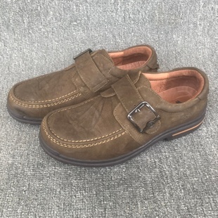 中年爸爸鞋 纯手工春秋软皮舒适搭扣休闲皮鞋 真皮男鞋 撤柜尾货特价