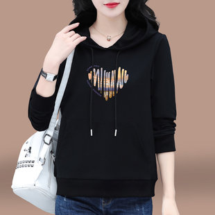 纯棉卫衣女款春秋2026新款中老年妈妈洋气减龄连帽衫休闲长袖上衣