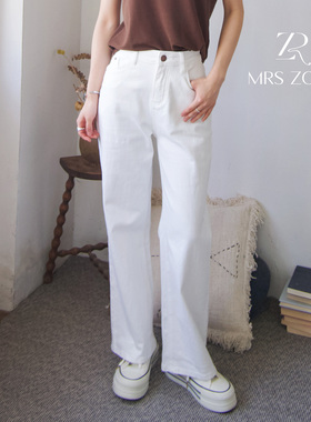 MRS ZORA佐拉白色牛仔裤窄版直筒裤显瘦款微弹53BKZ1087