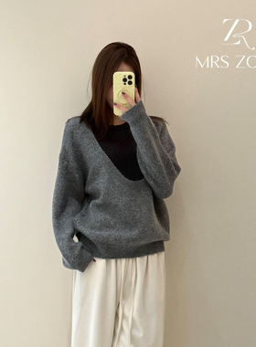 MRS ZORA佐拉女装新款假两件针织衫宽松均码54CZZ1509