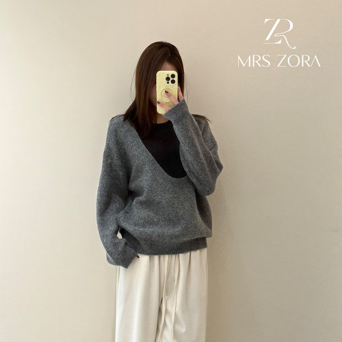 MRS ZORA佐拉女装新款假两件针织衫宽松均码54CZZ1509