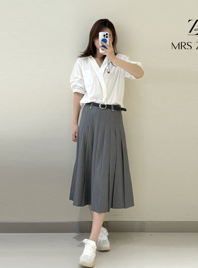 MRS ZORA佐拉2025新款半身裙灰色学院风气质显瘦53ABQ1003