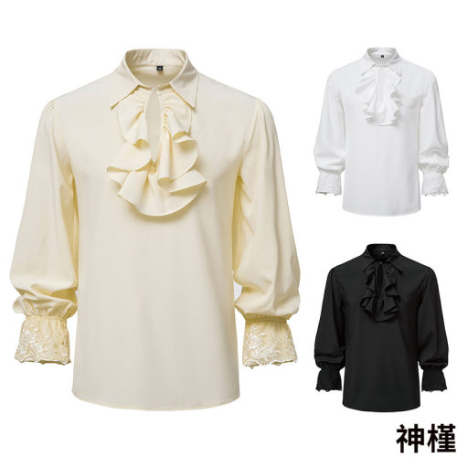 男士海盗吸血鬼文艺复兴时代蒸汽朋克荷叶边中世纪万圣节服装