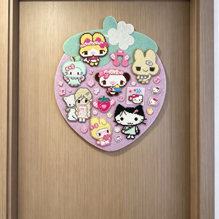 太萌啦~草莓毛毡板墙贴拼豆成品展示板手工diy收纳板免打孔装饰贴