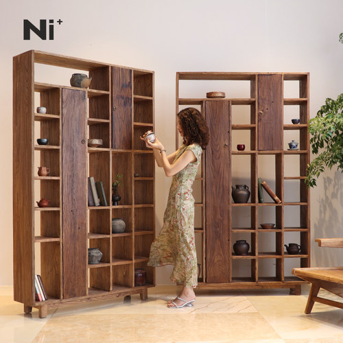 侘寂风实木博古架Ni+尼家展示架