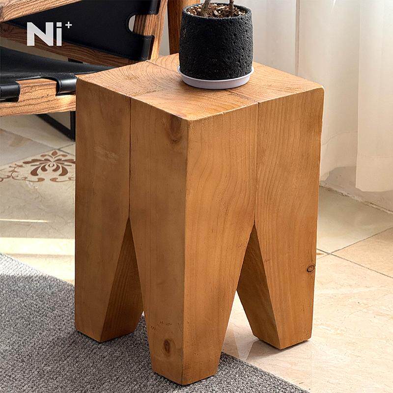 Ni尼家中古侘寂风边几实木墩子民宿酒店阳台矮凳庭院户外花几摆件