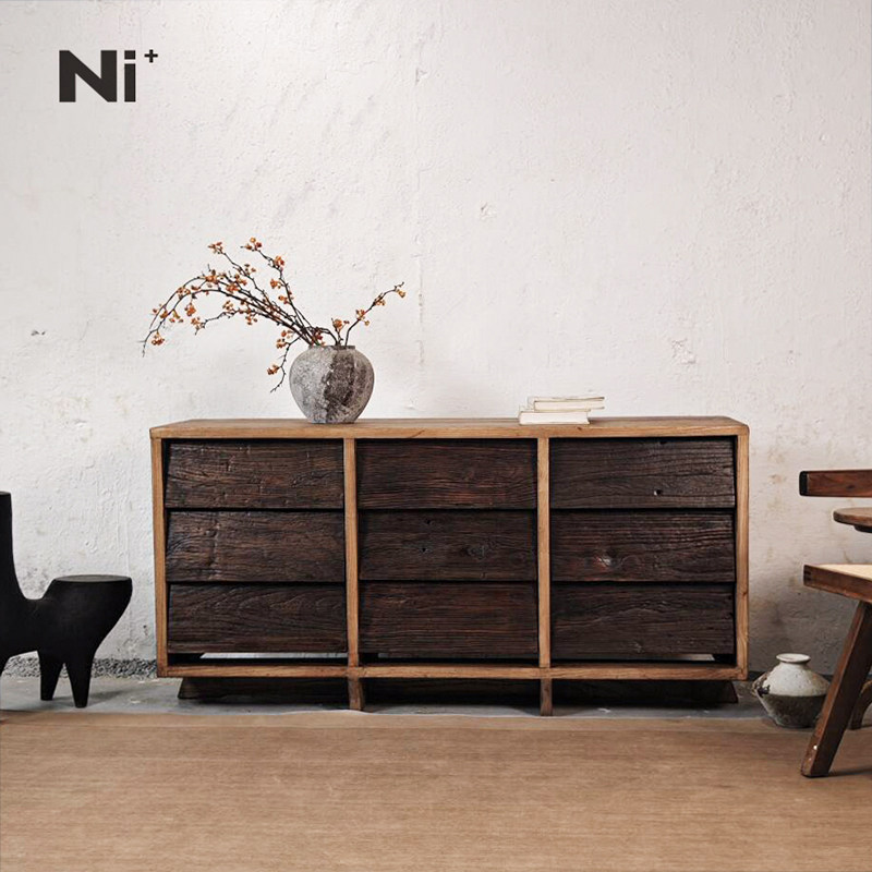 Ni+尼家侘寂风实木九斗柜日式收纳储物餐边柜中古玄关柜民宿柜子