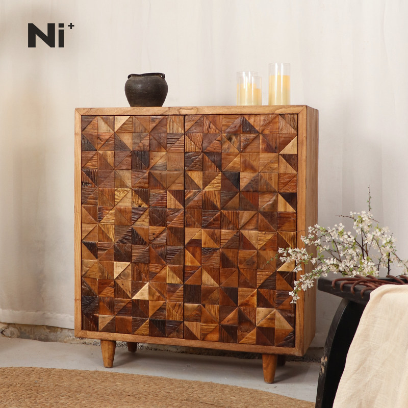 Ni+尼家中古玄关柜实木侘寂风客厅靠墙边柜入户装饰收纳储物柜子
