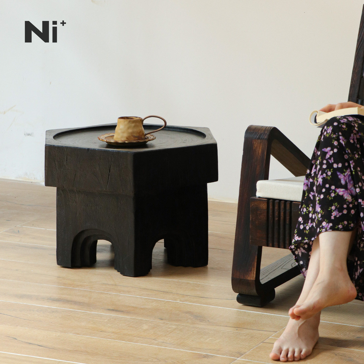 Ni+尼家原木茶几实木边几客厅家用咖啡厅矮桌复古沙发边几侘寂风