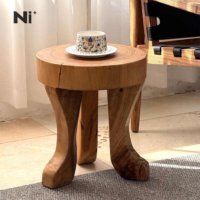 侘寂风实木沙发边几创意床头矮几