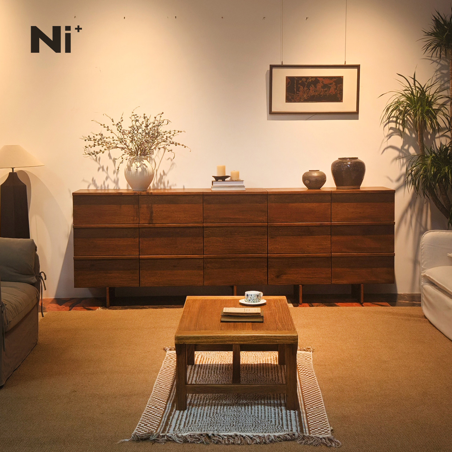 Ni尼家中古风餐边柜组合柜实木九斗柜储物柜子床尾柜侘寂风玄关柜,住宅家具,斗柜,淘宝优惠券,粉丝福利购,淘宝优惠卷