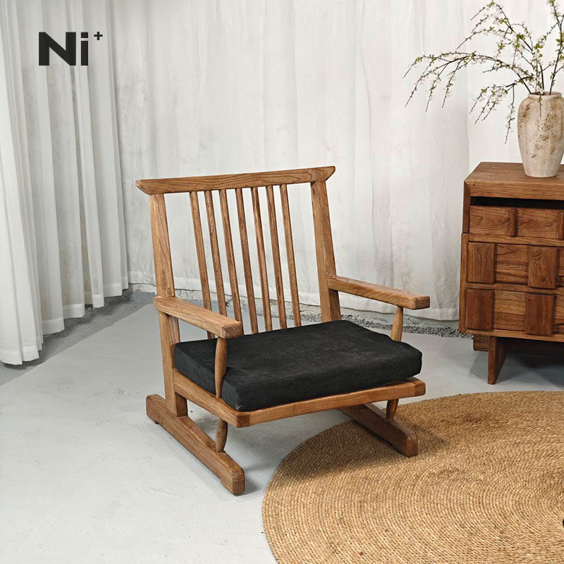 Ni+尼家日式侘寂风实木躺椅中岛乔治中古高靠背沙发椅设计师家具