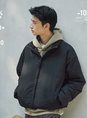 RESTICK「暖屿」90白鸭绒三防立领羽绒服夹克外套短宽版型男冬季