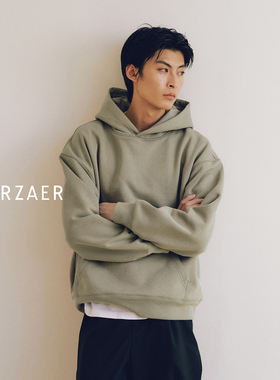 RESTICK 重磅廓形基础短宽纯色全棉连帽卫衣帽衫 Boxy Hoodie