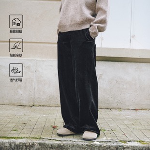 RESTICK 日本泷定轻空绒速干透气男BAGGY极简休闲复古灯芯绒长裤