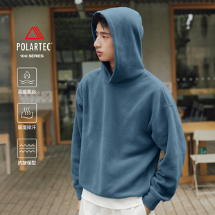 RESTICK Polartec摇粒绒抓绒保暖连帽卫衣帽衫 短宽廓形