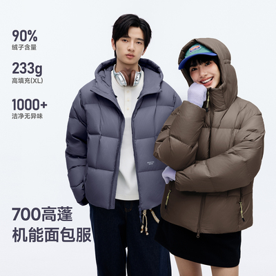 RESTICK 可溯源90白鸭绒连帽羽绒服冬季抗寒保暖蓄热面包服男