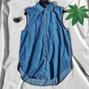 好品质叠穿伴侣牛仔假领子背心马甲中长款衬衣女棉假领打底衬衫