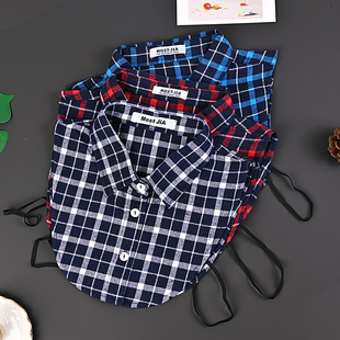 韩版男士假领休闲职业全棉冬季男女通用格子方领毛衣卫衣装饰领子