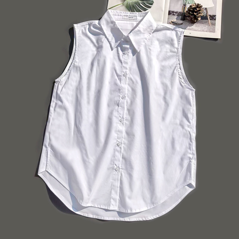 舒适度白领职业全棉通勤无袖白色假领女叠穿衬衫打底背心马甲A13