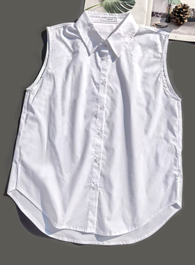 舒适度白领职业全棉通勤无袖白色假领女叠穿衬衫打底背心马甲A13